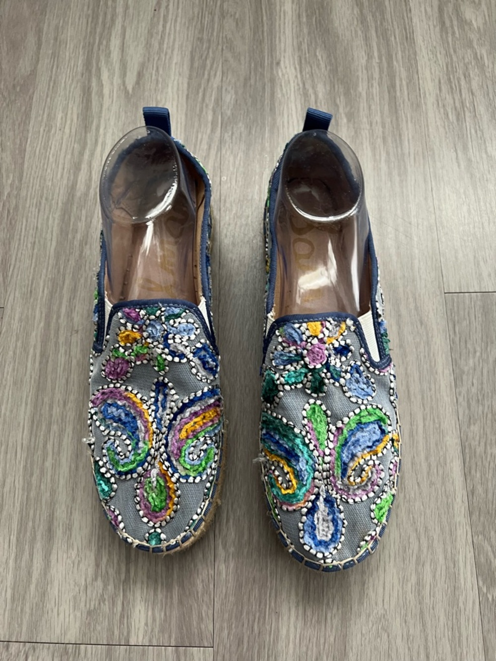 Sam Edelman Beaded Embroidered Espadrilles Multicolor Boho Slip-On Flats Size 11 - Picture 3 of 16